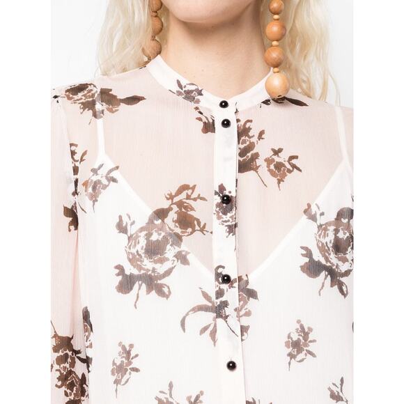 Baum Und Pferdgarten Aia Printed Shirt Dress Floral Puff Sleeve Tiered Maxi - Picture 4 of 16